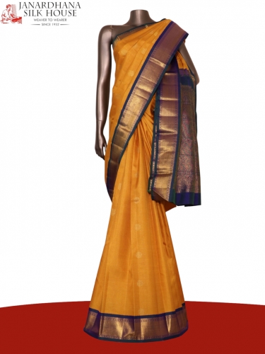 Pure Handloom Butta Contrast Kanjeevaram Silk Saree